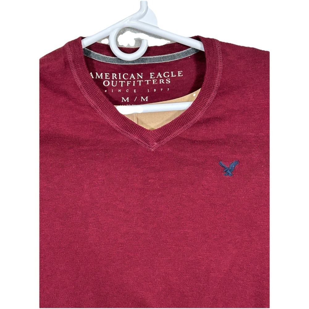 American Eagle Outfitters‎ Sweater Men's Medium V-Neck Maroon Preppy School